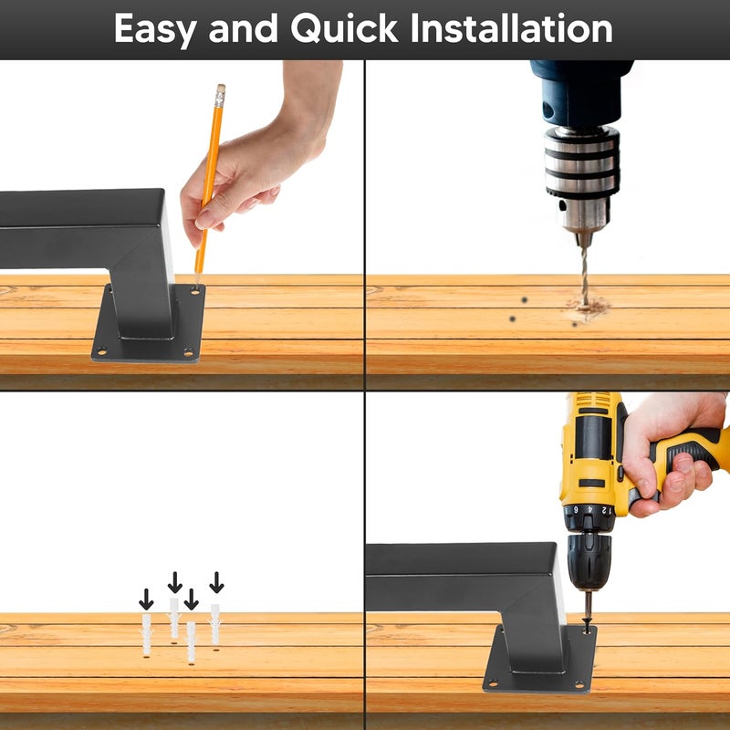 Senmit 4 Feet Square Tube Handrail, Wall Mount Industrial Modern Staircase Handrail for Indoor Outdoor Steps, 600lbs Load Capacity, Metal Non-Slip Grab Handle for Stairs Loft Porch, Matte Black - Image 4